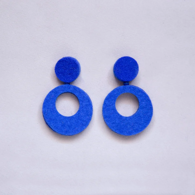 Chunky Earrings for Fashion-Felt Circle Stud Earrings [Blue/Red/Green]