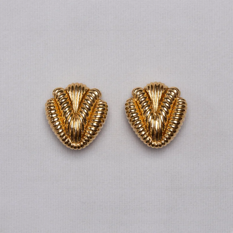 Dangle Earrings for Women-Vintage Textured Gold Clip-on Earrings