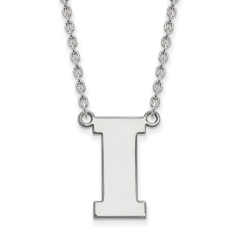 Personalized Necklace with Charm-Sterling Silver U of Iowa Large Initial I Pendant Necklace