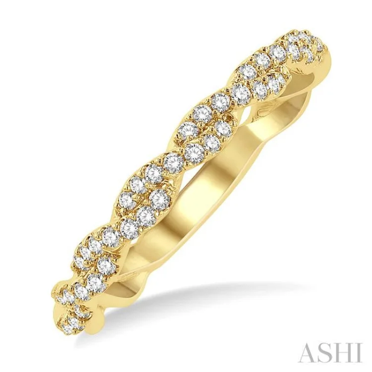 Large Ring with Gemstone for Fashion-1/4 Ctw Entwined Round Cut Diamond Stackable Twist Ring in 14K Yellow Gold