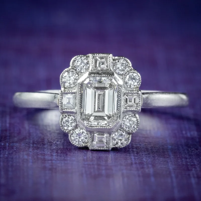 Personalized Gold Ring for Women-Art Deco Style Diamond Cluster Ring 1.40ct Of Diamond