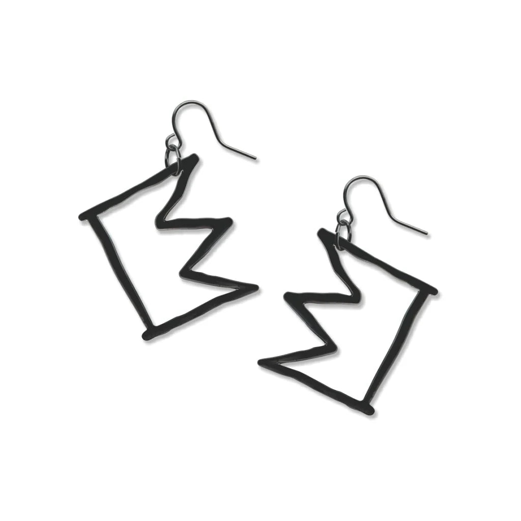 Soft Silver Earrings for Sensitive Ears-Basquiat Crown Earrings