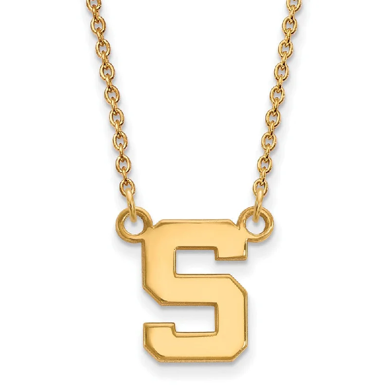 Choker Necklace for Women-14k Gold Plated Silver Michigan State Small Initial S Pendant Necklace