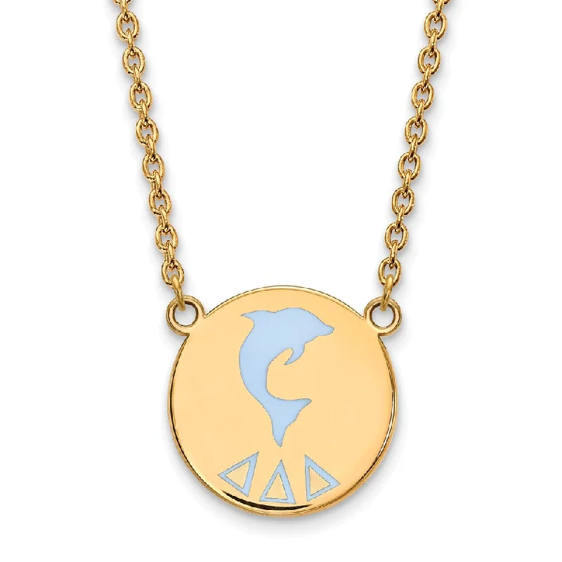 Custom Necklace for Special Celebrations-14K Plated Silver Delta Delta Delta Large Enamel Necklace