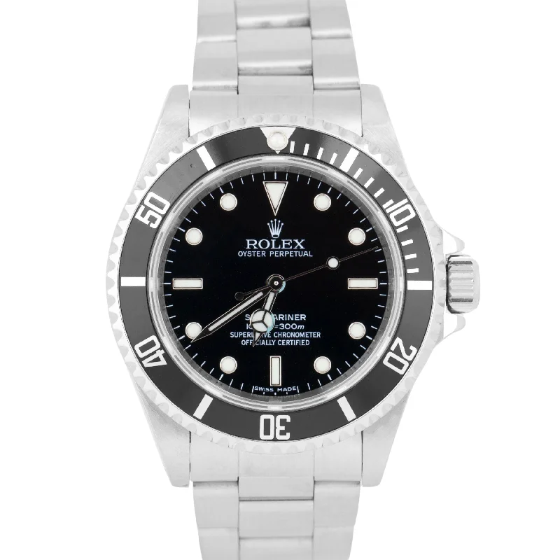 Rose Gold Watches for Women-Rolex Submariner No-Date Black 4 LINE REHAUT Stainless Steel 40mm 14060M BOX