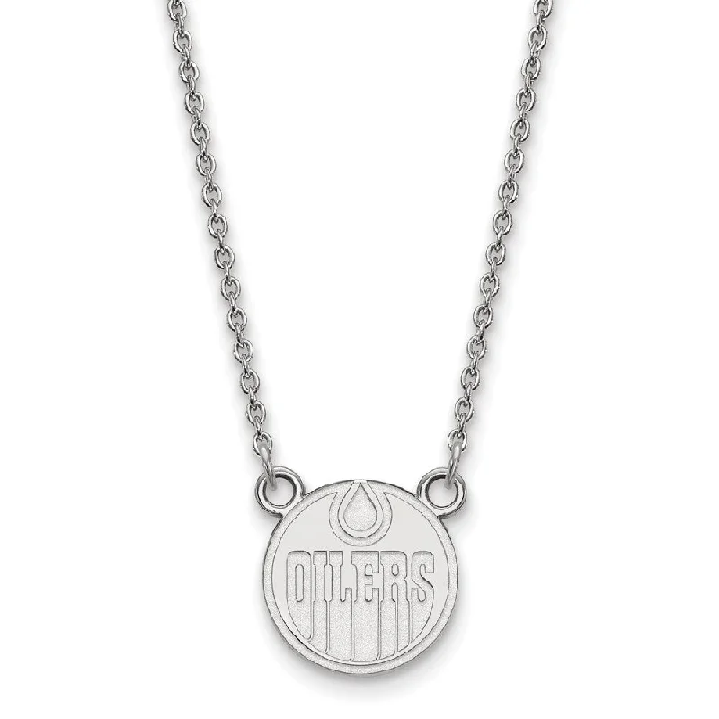 Gold Necklace with Initials-Sterling Silver NHL Edmonton Oilers Small Necklace, 18 Inch