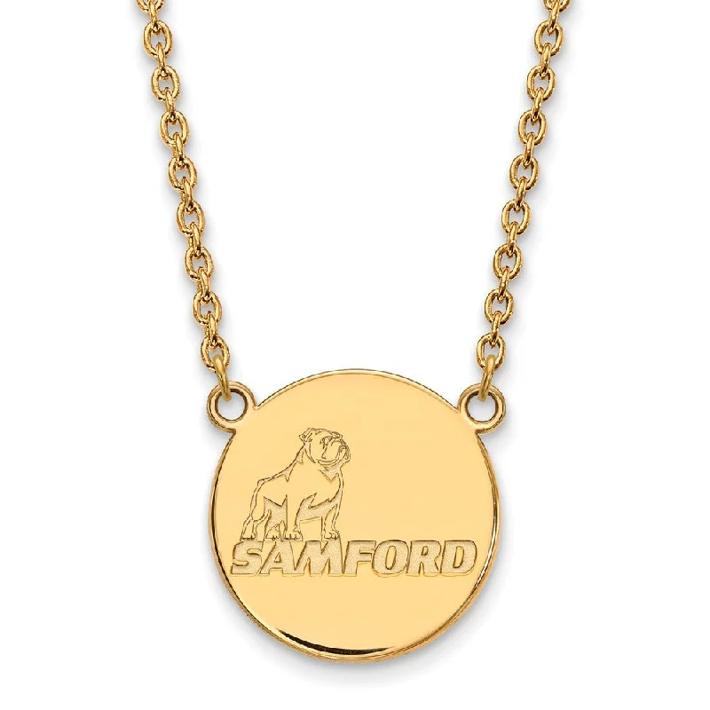 Layered Necklace for Fashion-14k Gold Plated Silver Samford U Large Pendant Necklace