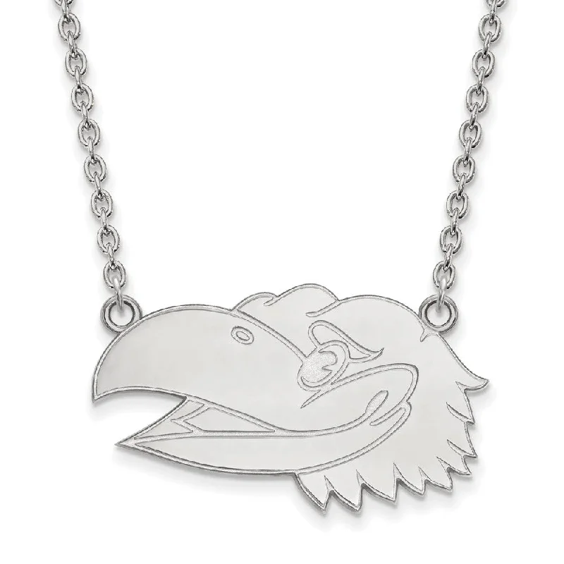 Gold Chain Necklace for Women-Sterling Silver U of Kansas Lg Jayhawk Pendant Necklace