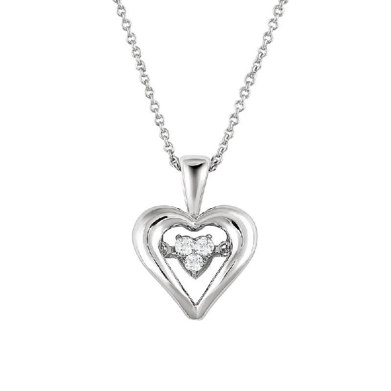 Layered Silver Necklace for Trendy Look-1/10 Cttw Diamond Heart Necklace in Sterling Silver, 18 Inch