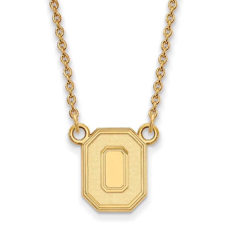 Colorful Gemstone Necklace-14k Gold Plated Silver Ohio State Small Pendant Necklace, 18 Inch