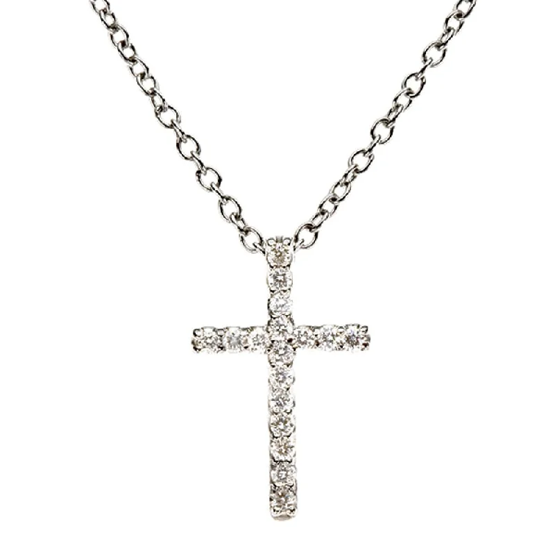 Elegant Chain Necklace for Weddings-.085 cttw Diamond Cross Necklace in 14k White Gold