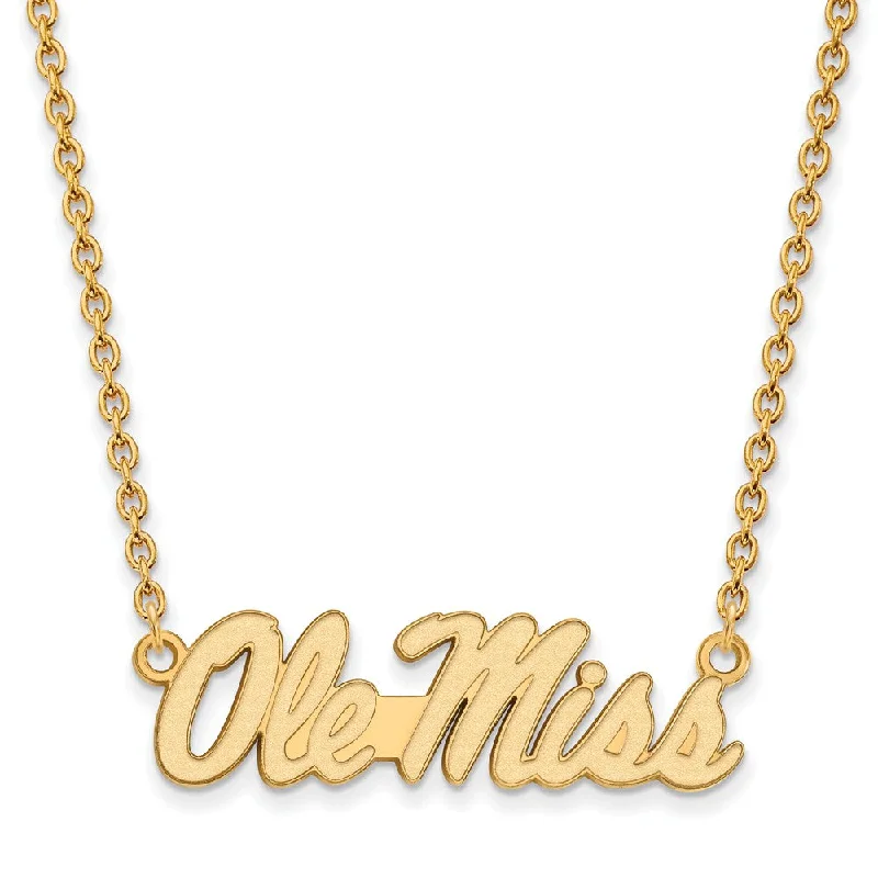 Custom Pendant Necklace for Personal Style-14k Gold Plated Silver U of Mississippi Ole Miss Pendant Necklace