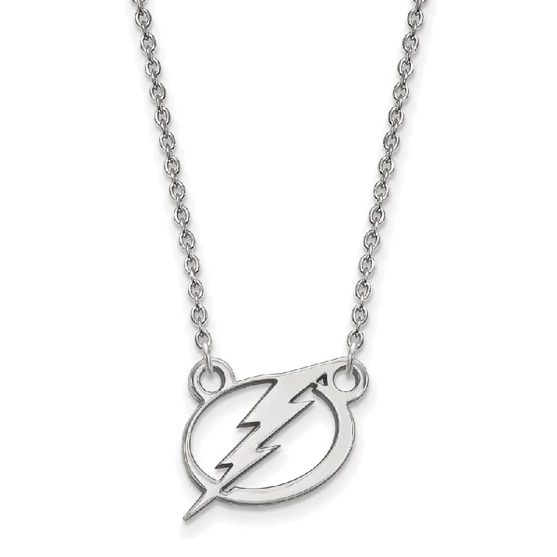 Wedding Necklace for Brides-Sterling Silver NHL Tampa Bay Lightning Small Necklace, 18in