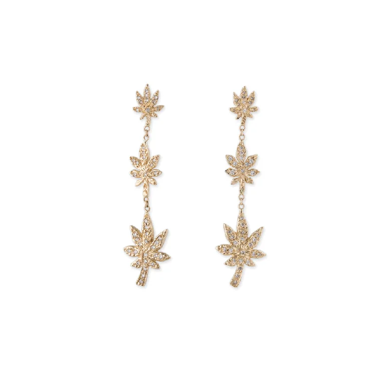 Chic Drop Earrings-3 GRADUATED SWEET LEAF DROP EARRINGS