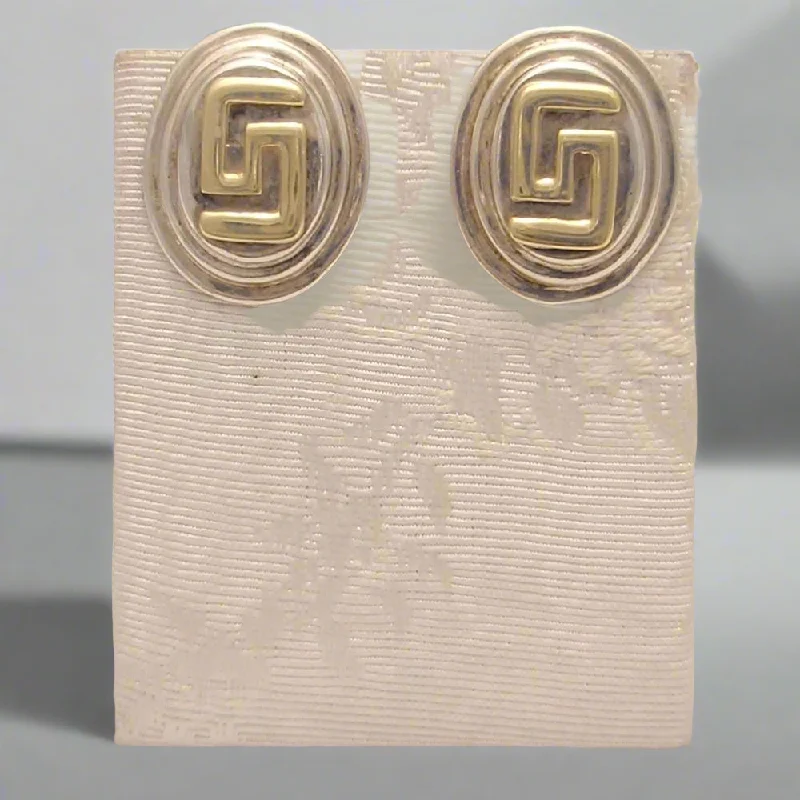 Gorgeous Earrings for Party Nights-Greek Key Meander Earrings in sterling Silver (AG-03)