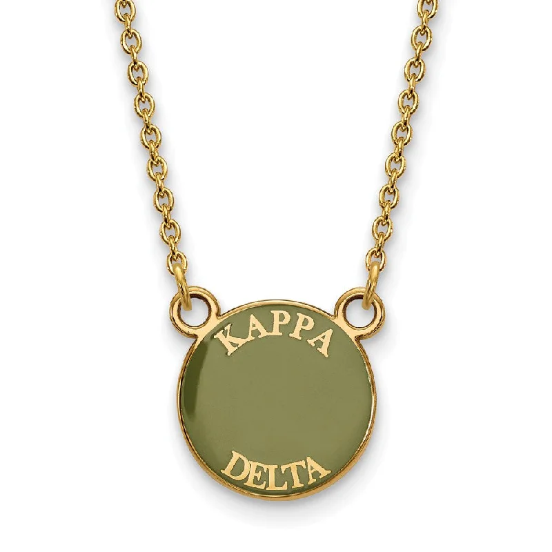 Elegant Chain Necklace for Weddings-14K Plated Silver Kappa Delta Small Enamel Disc Necklace