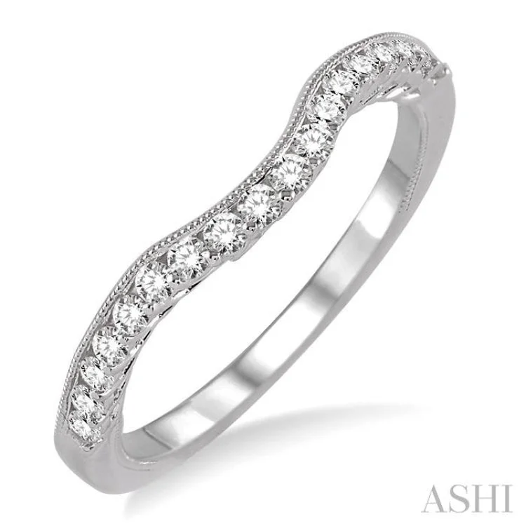 Custom Birthstone Ring for Fashion-1/6 Ctw Round Cut Diamond Wedding Band in 14K White Gold