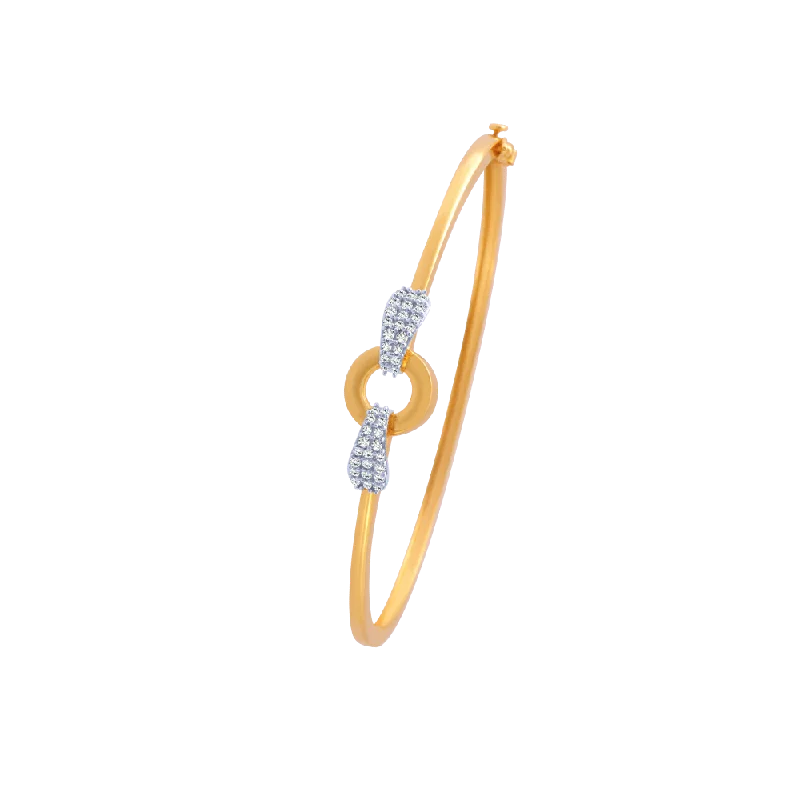 Luxury Silver Bangles with Gemstones-14KT (585) Yellow Gold And American Diamond Bangle For Women