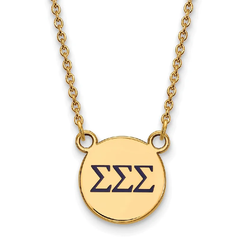 Stylish Necklace for Daily Wear-14K Plated Silver Sigma Sigma Sigma Sm Navy Enamel Greek Necklace