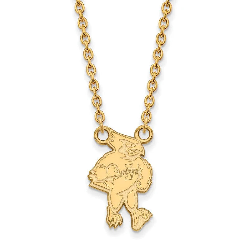 Personalized Family Necklace-14k Yellow Gold Iowa State Lg Logo Pendant Necklace