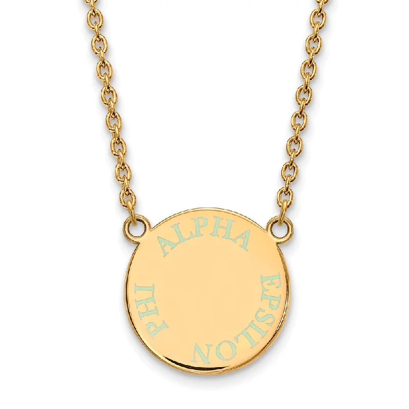 Multi-layer Necklace for Fashion-14K Plated Silver Alpha Epsilon Phi Small Aqua Enamel Necklace