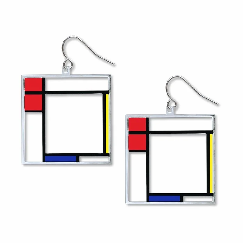 Round Earrings for Every Occasion-Mondrian Composition Earrings