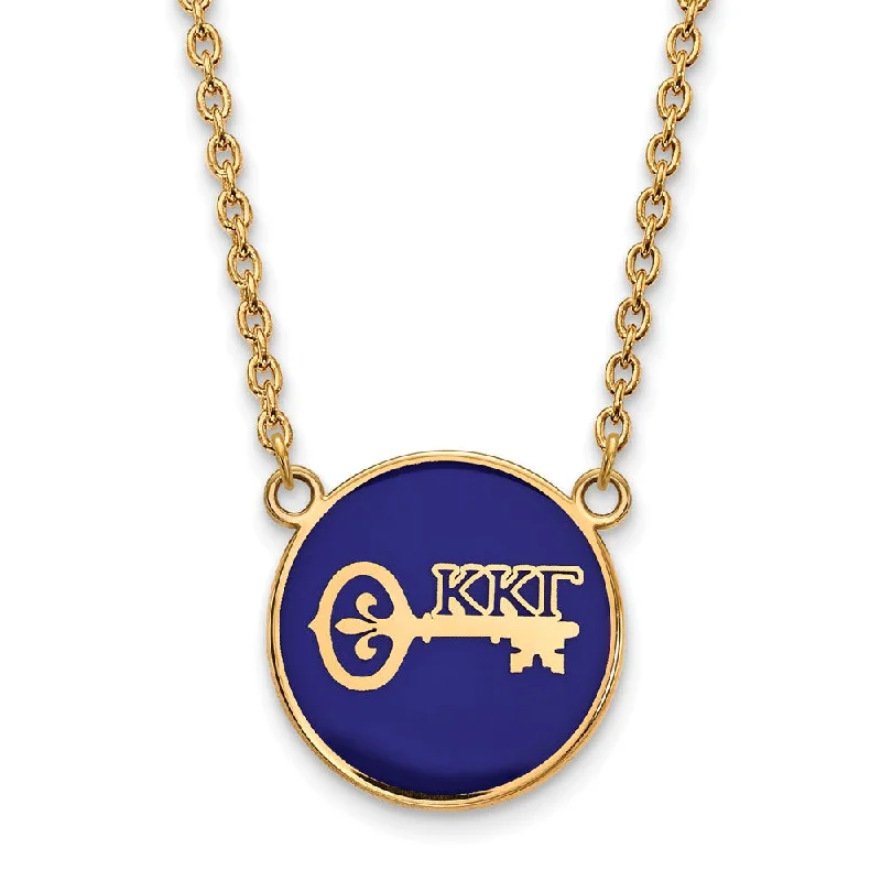 Gold Necklace with Initial Pendant-14K Plated Silver Kappa Kappa Gamma Large Enamel Logo Necklace