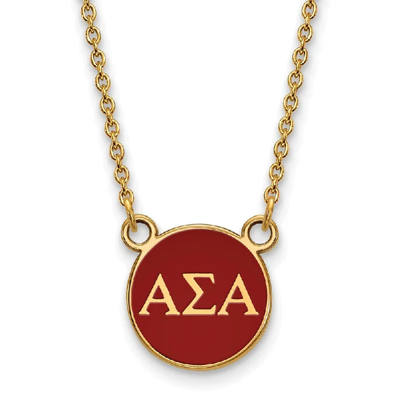 Handcrafted Pendant Necklace for Gifts-14K Plated Silver Alpha Sigma Alpha Small Greek Letter Enamel Necklace