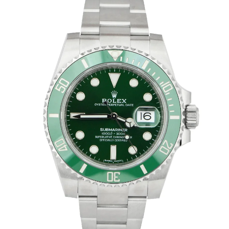 Elegant Leather Strap Watches for Men-NOS 2020 PAPERS Rolex Submariner Date 'Hulk' Green Ceramic Watch 116610 LV B+P