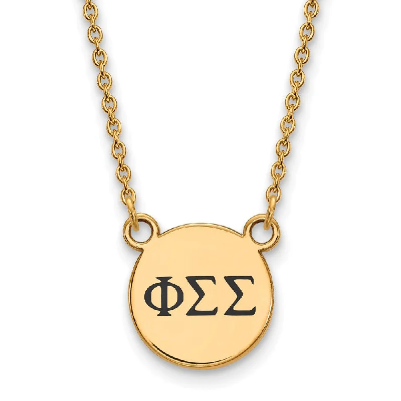 Chain Necklace with Pendant for Women-14K Plated Silver Phi Sigma Sigma Small Enamel Greek Letters Necklace