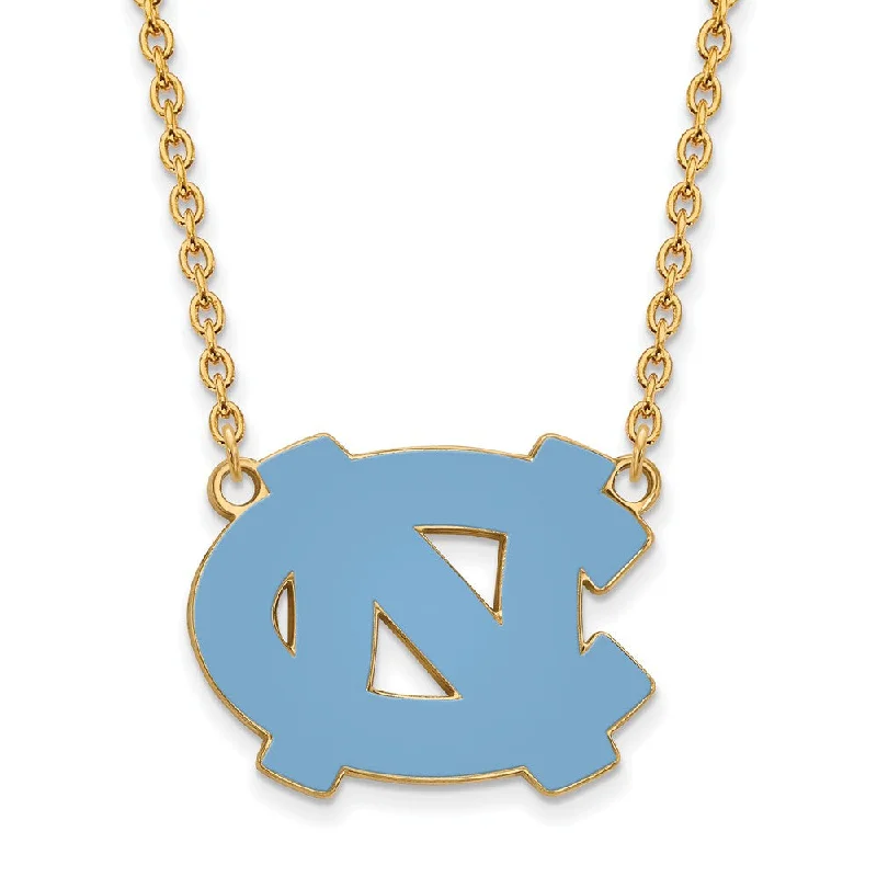 Minimalist Necklace for Every Day-14k Gold Plated Silver North Carolina Large 'NC' Pendant Necklace