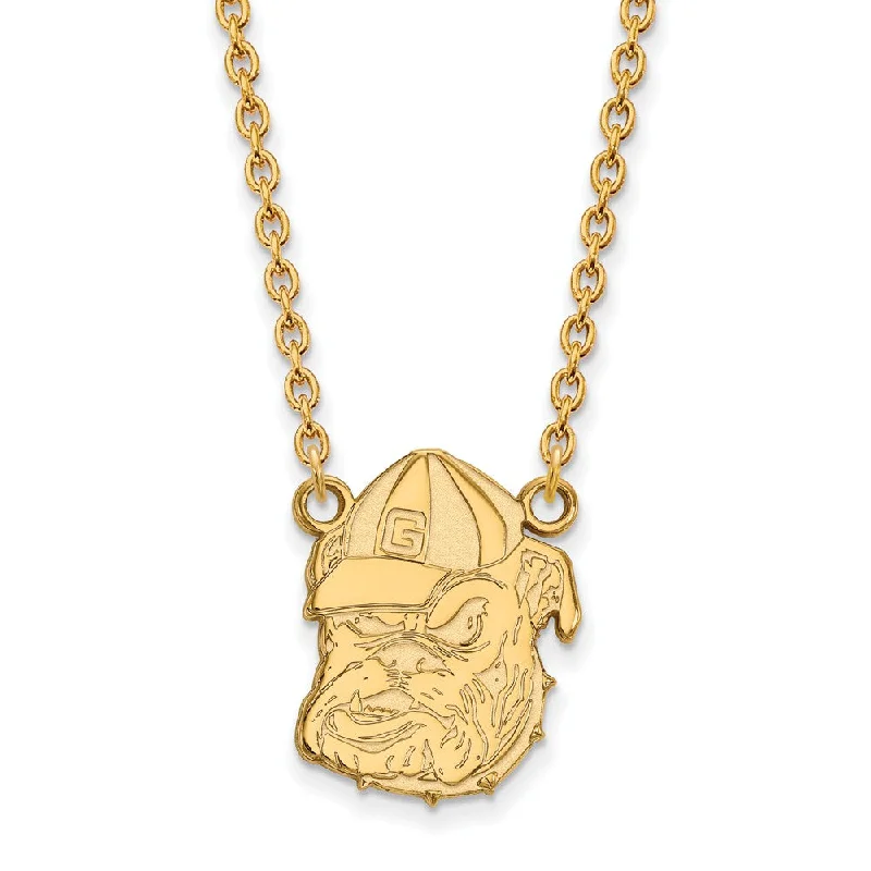 Simple Silver Chain Necklace-14k Yellow Gold U of Georgia Lg Bulldog Logo Pendant Necklace