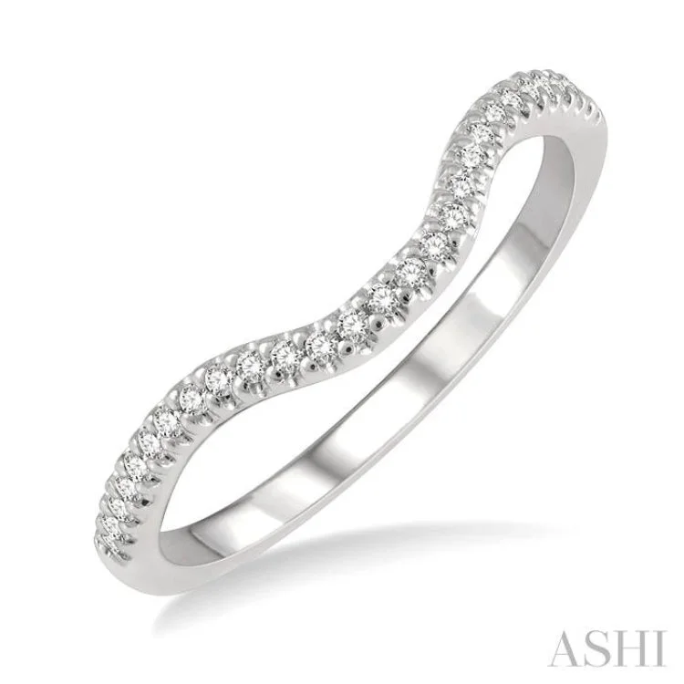 Personalized Name Ring-1/10 ctw Round Cut Diamond Wedding Band in 14K White Gold