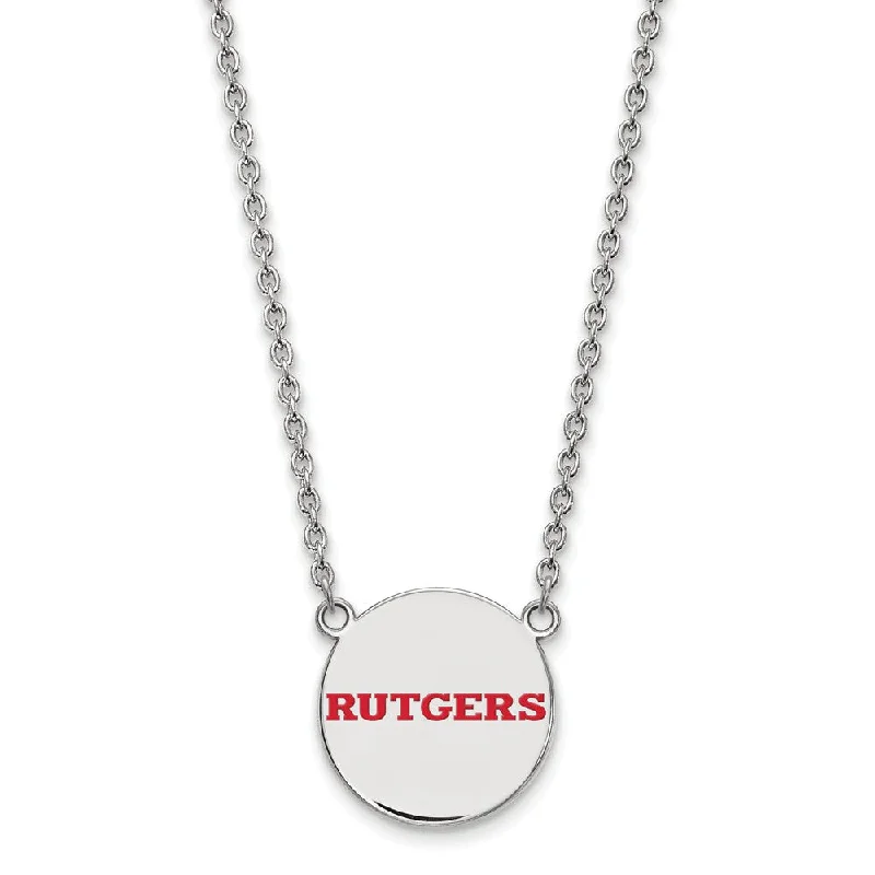 Modern Gold Necklace for Women-Sterling Silver Rutgers Large Enamel Disc Necklace