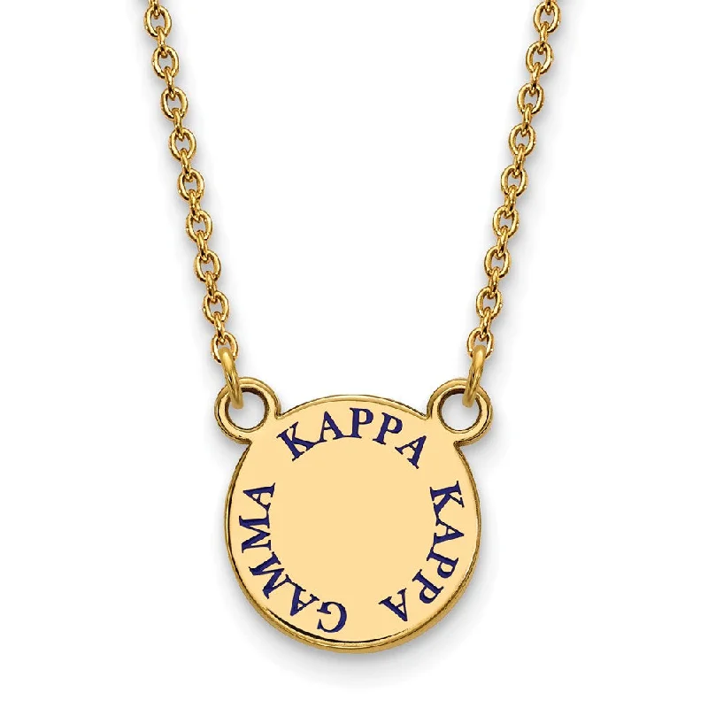 Luxury Diamond Necklace for Brides-14K Plated Silver Kappa Kappa Gamma Small Blue Enamel Necklace