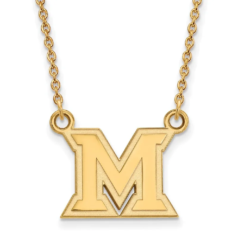 Chic Gold Necklace for Fashionistas-10k Yellow Gold Miami U Small Initial M Pendant Necklace