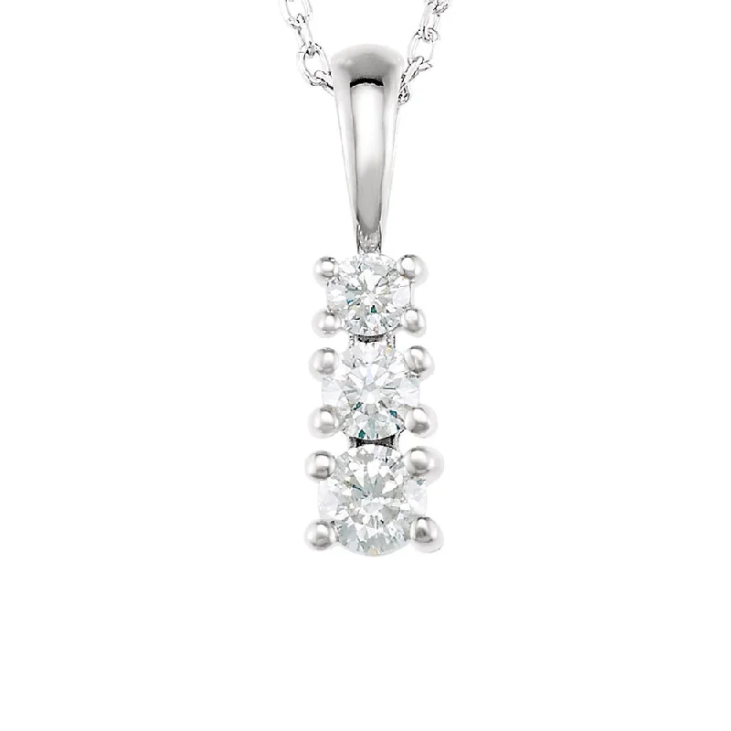 Silver Necklace with Colored Stones-14k White Gold & Diamond 3-Stone Journey Necklace, 18 Inch