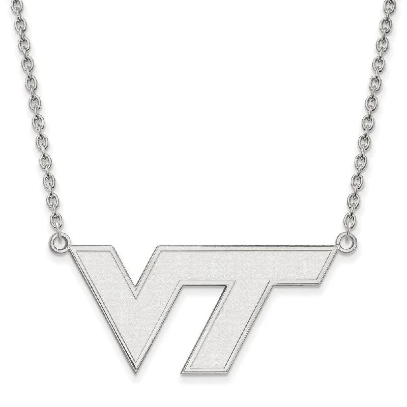 Unique Handmade Necklace-Sterling Silver Virginia Tech Large 'VT' Pendant Necklace