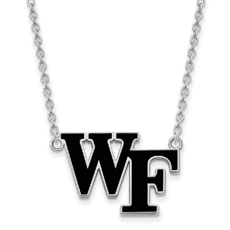 Long Chain Necklace for Stylish Look-Sterling Silver Wake Forest U Large Enamel Pendant Necklace