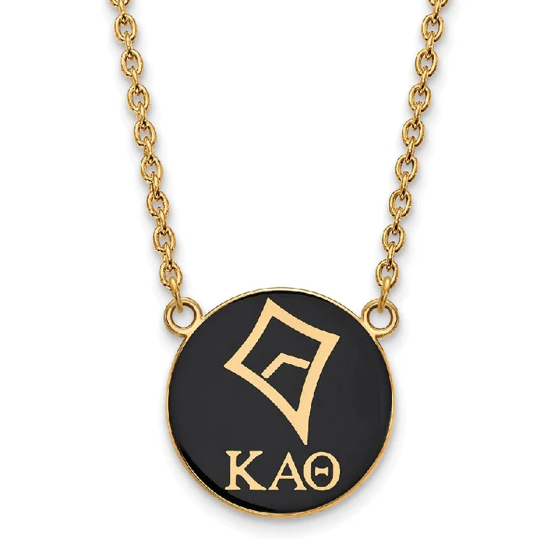 Layered Necklace for Fashion-14K Plated Silver Kappa Alpha Theta Large Enamel Logo Necklace