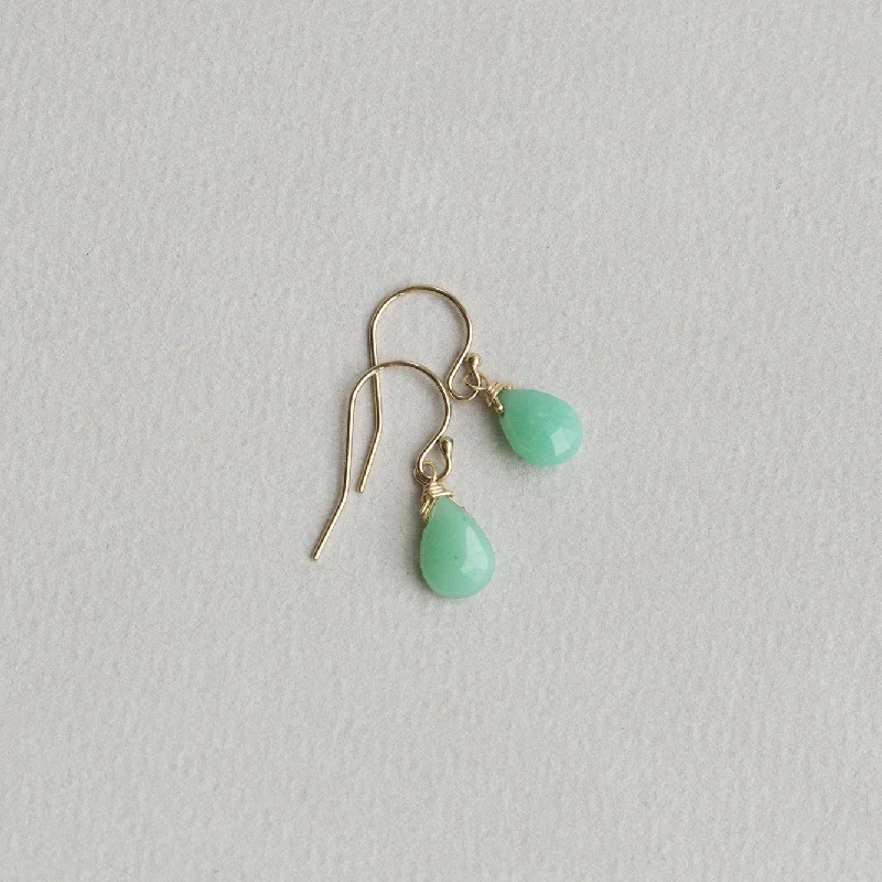 Handmade Earrings for Weddings-Chrysoprase Drop Earrings