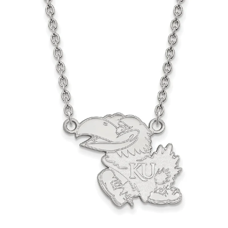 Diamond Choker Necklace for Glamour-Sterling Silver U of Kansas Large Jayhawk Pendant Necklace