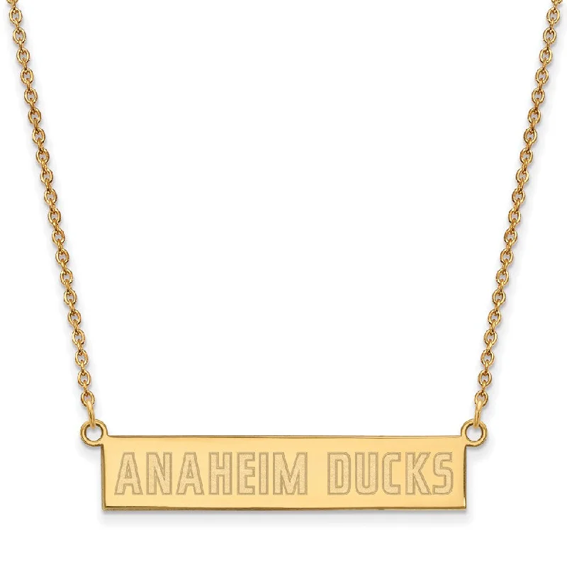 Pearl Necklace for Brides-SS 14k Yellow Gold Plated NHL Anaheim Ducks SM Bar Necklace, 18 Inch