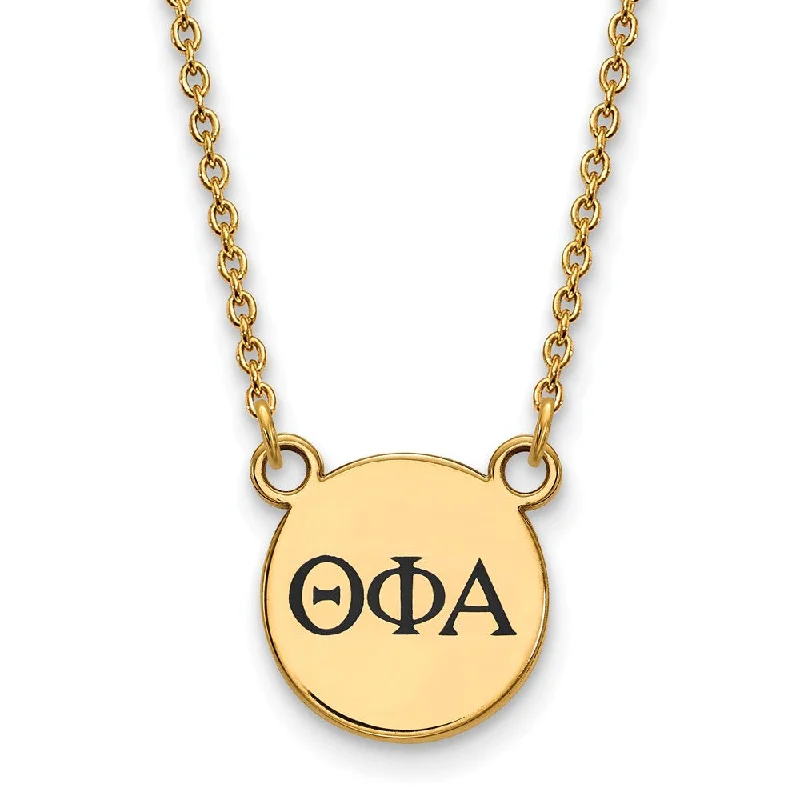 Beautiful Gold Necklace for Special Events-14K Plated Silver Theta Phi Alpha Small Enamel Greek Letters Necklace