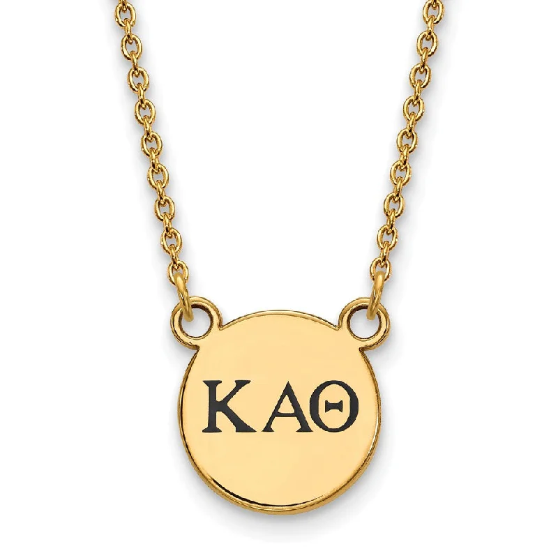 Heart Shaped Necklace for Girls-14K Plated Silver Kappa Alpha Theta Sm Enamel Greek Letters Necklace