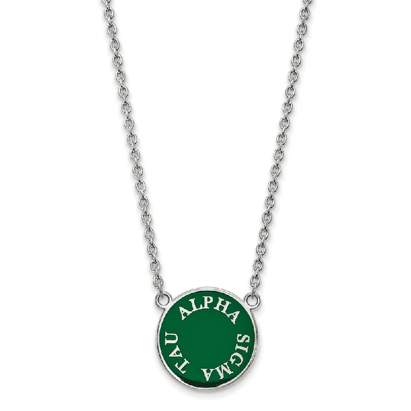 Unique Charm Necklace for Stylish Women-Sterling Silver Alpha Sigma Tau Large Enamel Disc Necklace