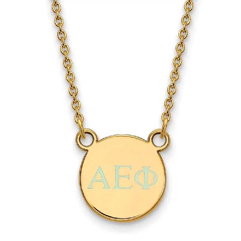 Pendant Necklace for Casual Style-14K Plated Silver Alpha Epsilon Phi XS Aqua Enamel Greek Necklace