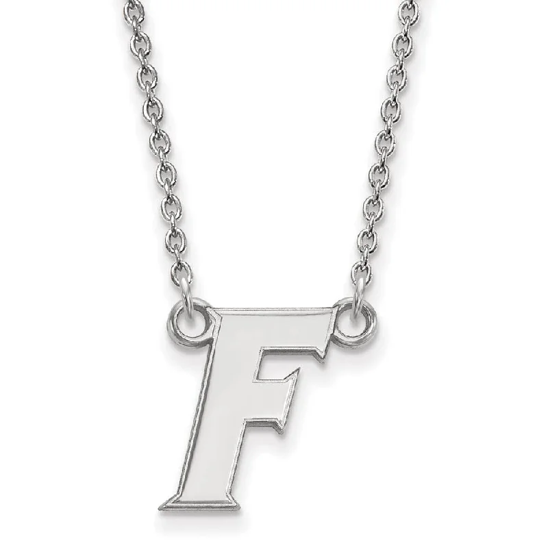 Simple Pendant Necklace for Day Wear-Sterling Silver U of Florida Small Initial F Pendant Necklace