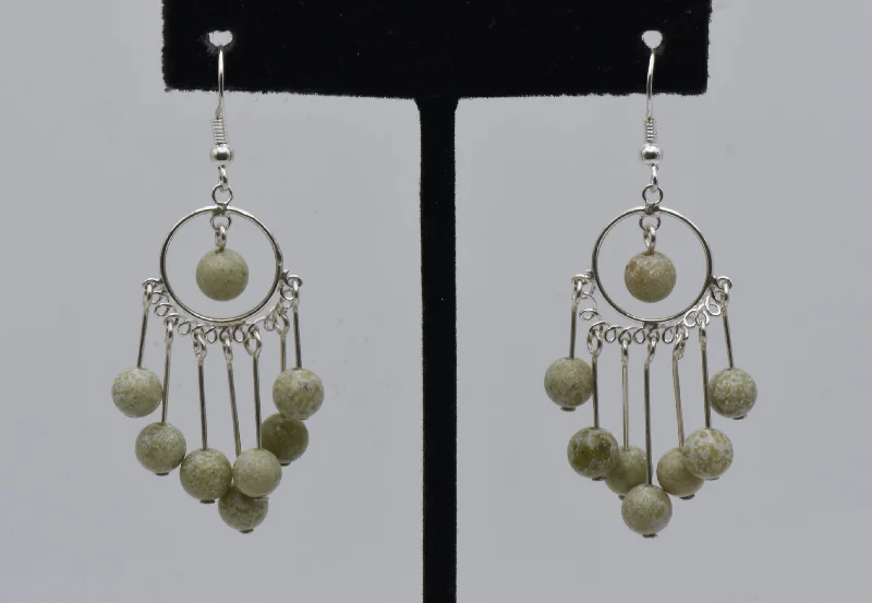 Timeless Earrings for Special Occasions-Vintage Sterling Silver Serpentine Bead Dangle Earrings