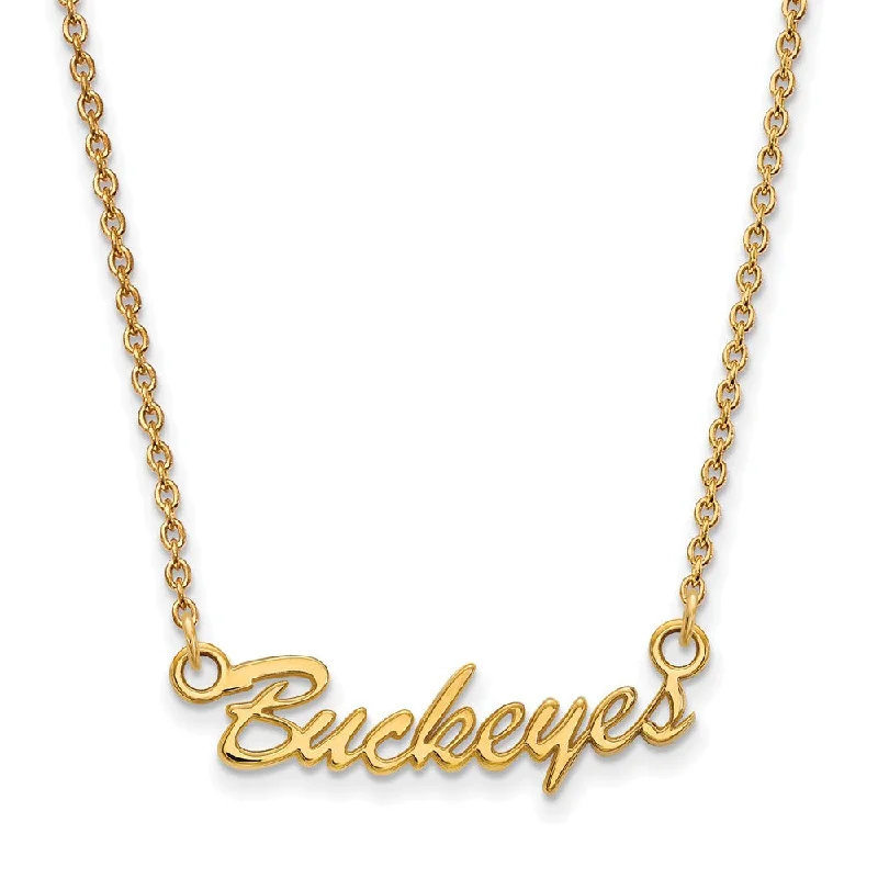 Luxury Necklace for Special Occasions-14k Yellow Gold Ohio State Small Script Pendant Necklace